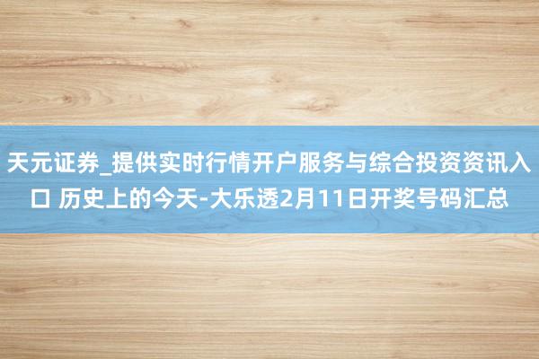 天元证券_提供实时行情开户服务与综合投资资讯入口 历史上的今天-大乐透2月11日开奖号码汇总