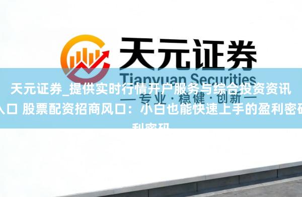 天元证券_提供实时行情开户服务与综合投资资讯入口 股票配资招商风口：小白也能快速上手的盈利密码