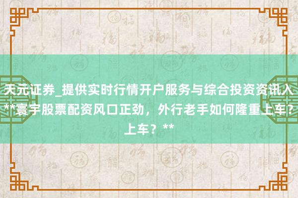 天元证券_提供实时行情开户服务与综合投资资讯入口 **寰宇股票配资风口正劲，外行老手如何隆重上车？**